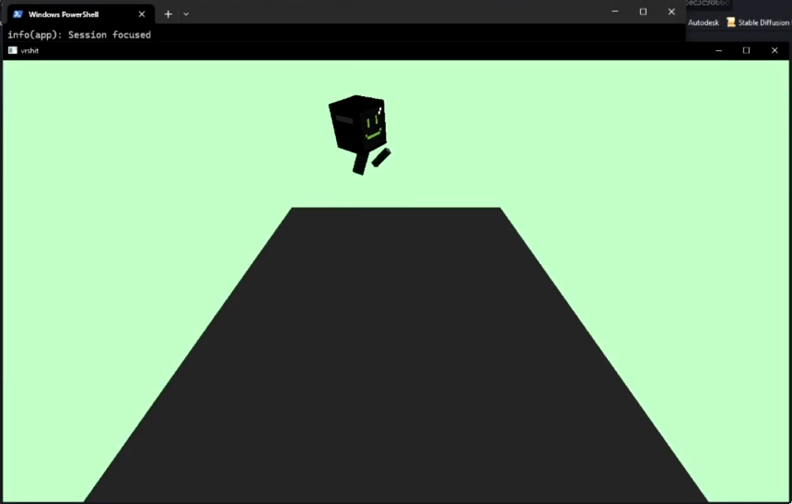 image of OpenXR app running on windows